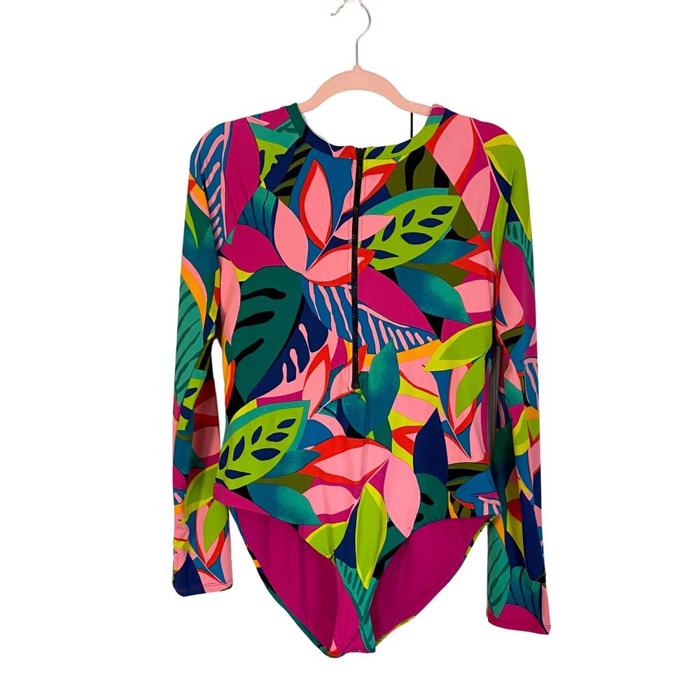 Title:  TRINA TURK Paddle Suit One Piece Rainforest Rash Guard Swimsuit / NWT